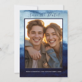 Dagens blå vattenfärg Bröllop spara datum Modern Datumet