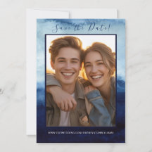 Dagens blå vattenfärg Bröllop spara datum Modern