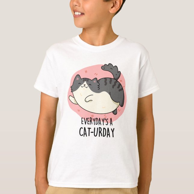 Dagens Cat-urday Funny Cat Pun T Shirt (Framsida)