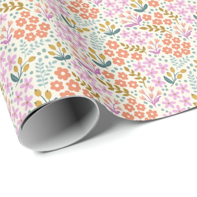 Dagens Ditsy-Blommigt i Jewel Tones Presentpapper (Rullad Hörn)