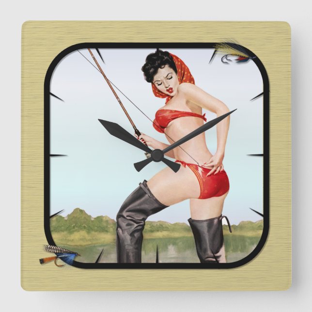 Dagens Fångstungande pigghöjd Fyrkantig Klocka (Framsida)