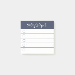 Dagens fem främsta prioriteringar post-it block