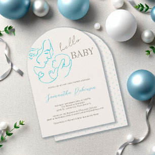 Dagens Hej Pojke Baby Shower för modern Contempora Inbjudningar
