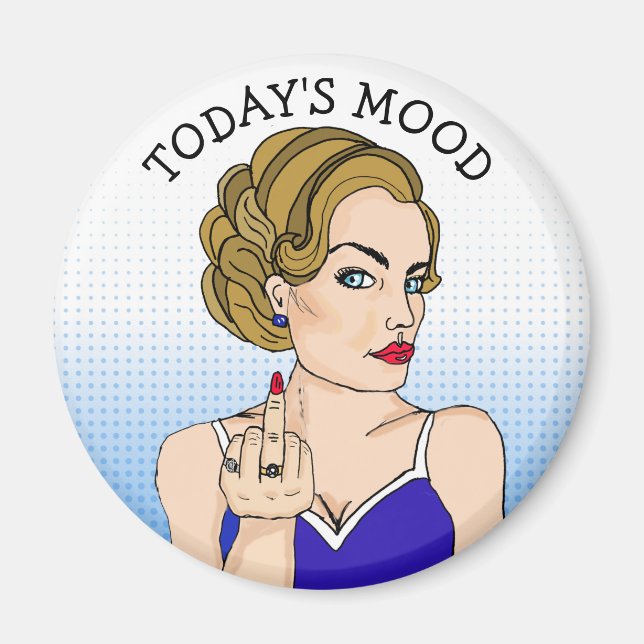 Dagens läge: Retro Woman Flipping the Bird Magnet (Framsidan)