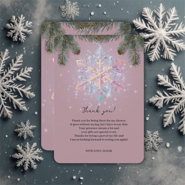 Dagens Lila Winter Snöflingor Cute Baby Shower Tack Kort (Skapare uppladdad)