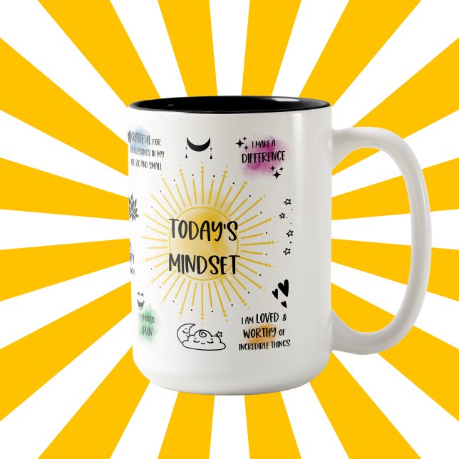 Dagens mentalitet inspirerande Två-Tonad mugg (Today's Mindset Mug- Affirmations.)