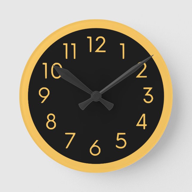 Dagens minimalistiska Gult- och svartköks Rund Klocka (Framsida)