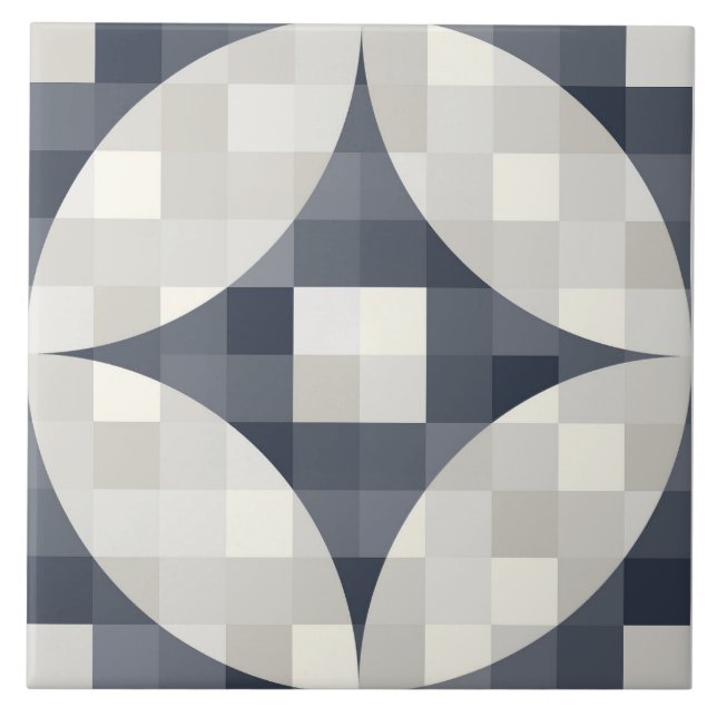 Dagens moderna blå grått- och beige keramiska plat kakelplatta (Framsidan)