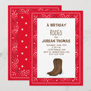 Dagens moderna Cute Red Bandana Cowboy Boots Inbjudningar