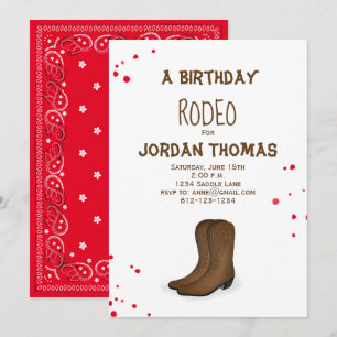 Dagens moderna Cute Red Bandana Cowboy Boots Inbjudningar