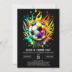 Dagens moderna fotbolls-Kids Watercolor Birthday Inbjudningar
