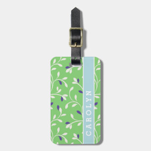 Dagens moderna grönt lämnar mönster monogram bagagebricka