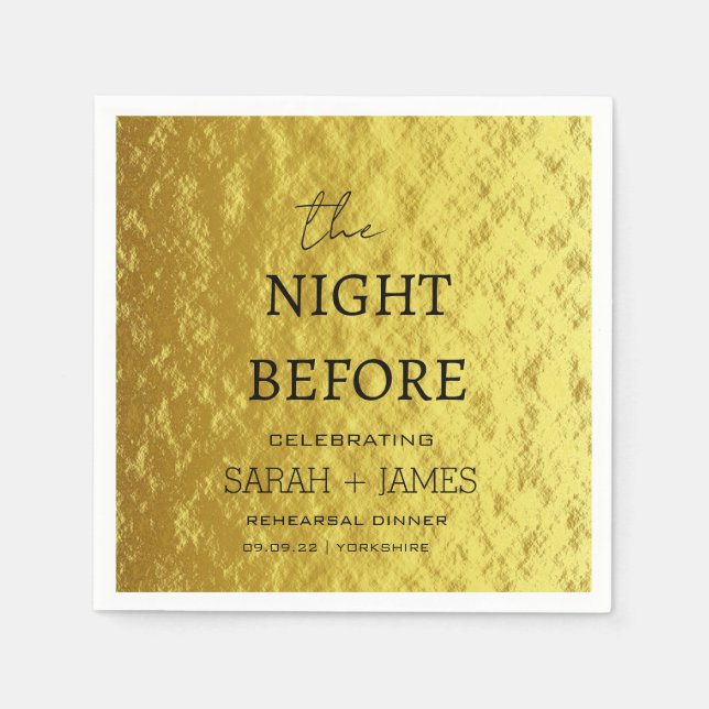 Dagens moderna Guld-repetitionsmiddag Pappersservett (Framsidan)