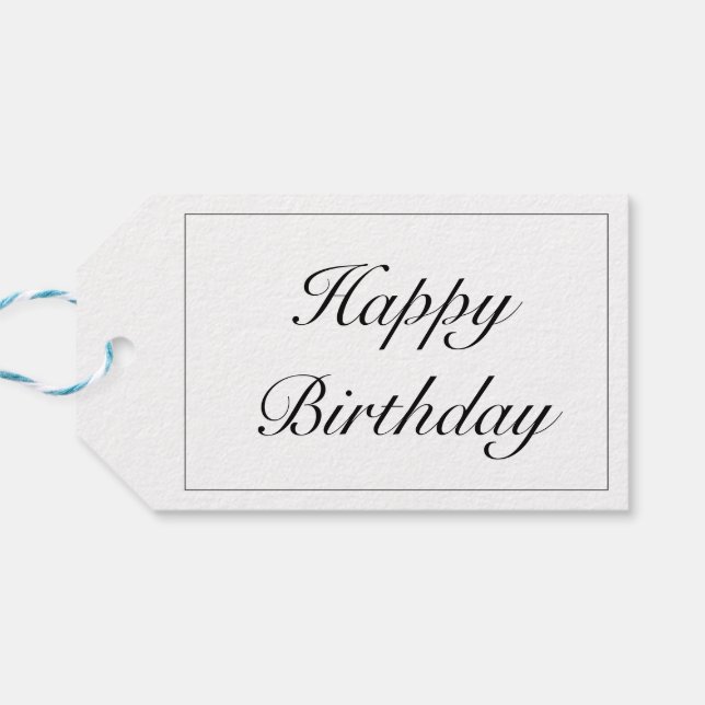 Dagens moderna minimalistiska vita svarta födelsed presentetikett (Baksidan Horisontell)