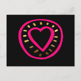 Dagens moderna Rosa Heart Black 2-vykort Helg Vykort