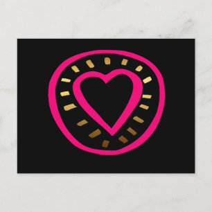 Dagens moderna Rosa Heart Black 2-vykort Helg Vykort