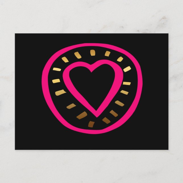 Dagens moderna Rosa Heart Black 2-vykort Helg Vykort (Framsida)