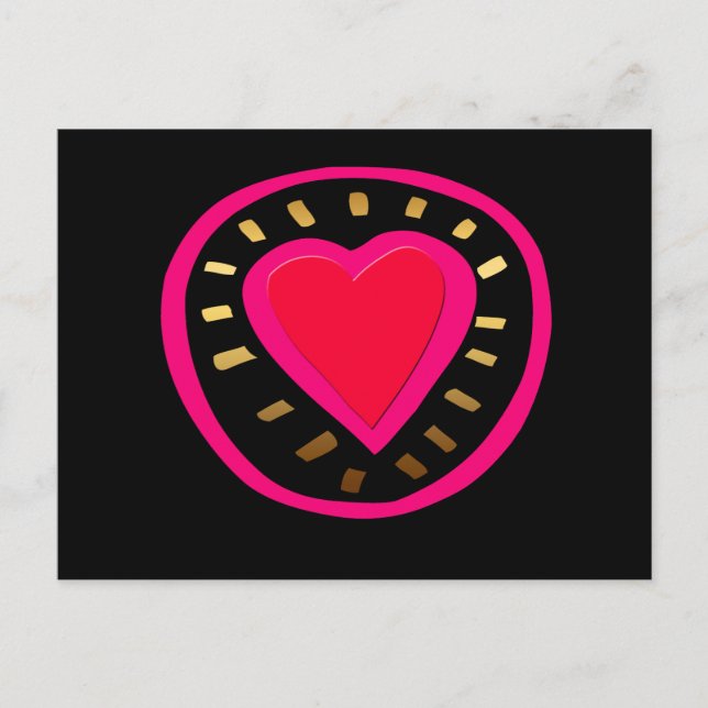 Dagens moderna Rosa Heart Black-vykort Helg Vykort (Framsida)