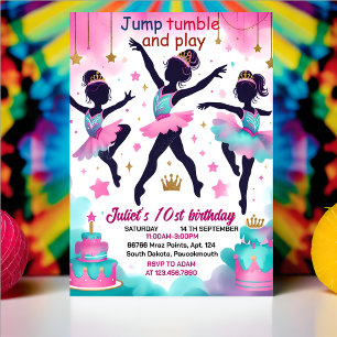 Dagens moderna söta jumpflickgymnastik 10-årsdag inbjudningar
