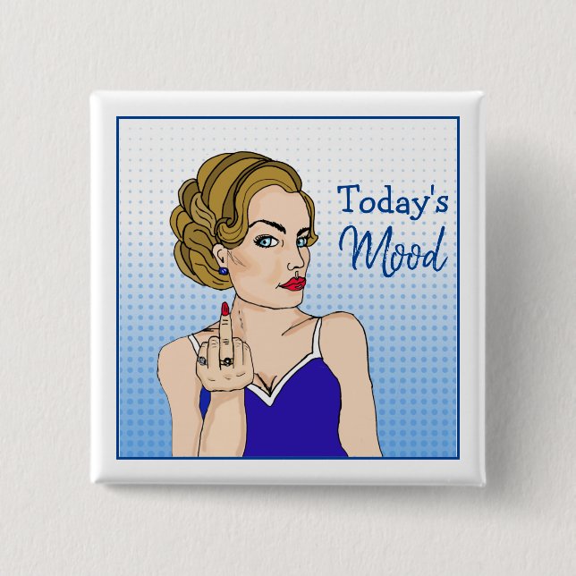 Dagens Mood, Retro Dam flåsa fågeln Knapp (Framsida)