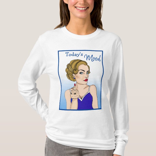 Dagens Mood, Retro Dam flåsa fågeln T Shirt (Framsida)