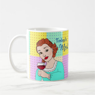 Dagens Mood, Retro Dam Holding Vin Kaffemugg