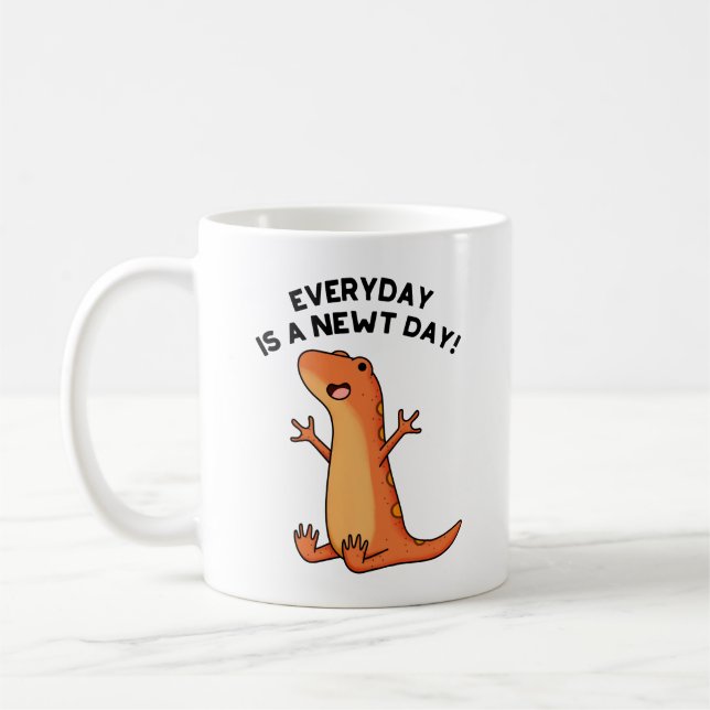 Dagens nydag är en nydag Funny Salamander Pun Kaffemugg (Vänster)