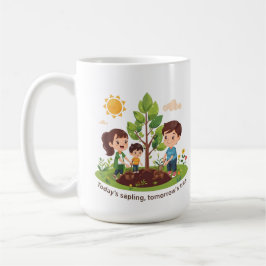Dagens planta morgondagens träd Familjen Jordens d Kaffemugg