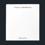 Dagens prioriteringar Svarta och vita vitboken Anteckningsblock<br><div class="desc">Personlig Svarta och vita anteckningsblocket Dagens prioriteringar.</div>