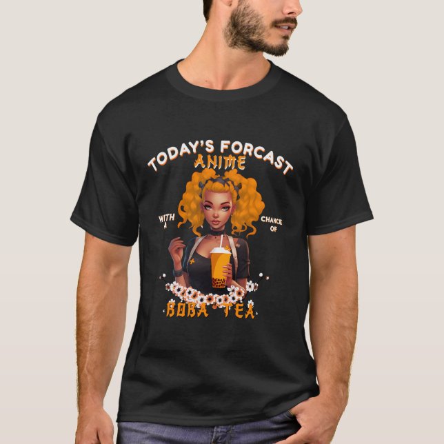 Dagens prognostiserade Anime Chance of Boba Bubble T Shirt (Framsida)