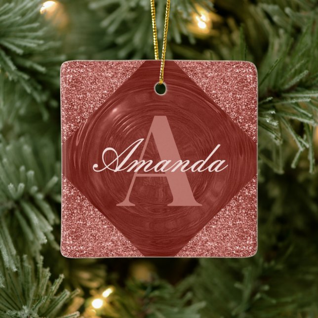 Dagens Ro Guld Glitter Girly Monogram Julgransprydnad Keramik (Träd)