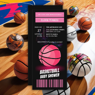 Dagens Rosa Basketball Biljett Boll Baby Shower Inbjudningar