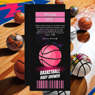 Dagens Rosa Basketball Biljett Boll Baby Shower Tack Kort