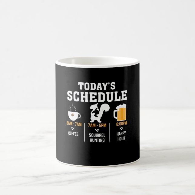 Dagens schemakaffeekorre som jagar timme kaffemugg (Center)