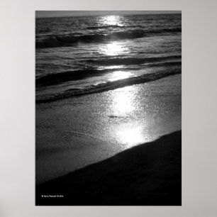 Dagens slut vid Hund Beach Huntington CA B/W-Poste Poster