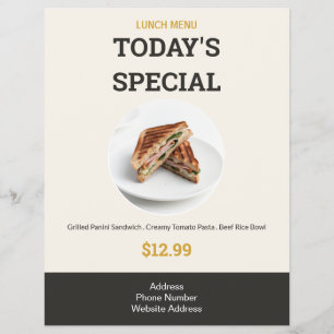 Dagens Special Moderna Eleganta Lunchmeny Mat Reklamblad