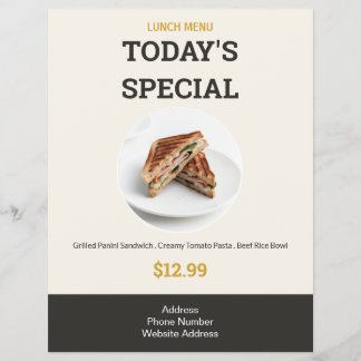 Dagens Special Moderna Eleganta Lunchmeny Mat Reklamblad