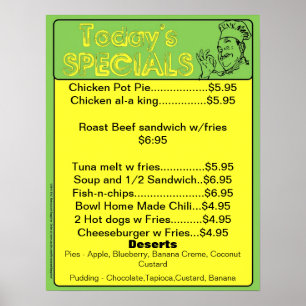 Dagens Speciella meny Poster - restaurangförråd