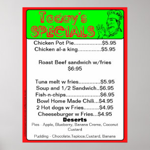 Dagens Speciella Poster - restaurangförråd