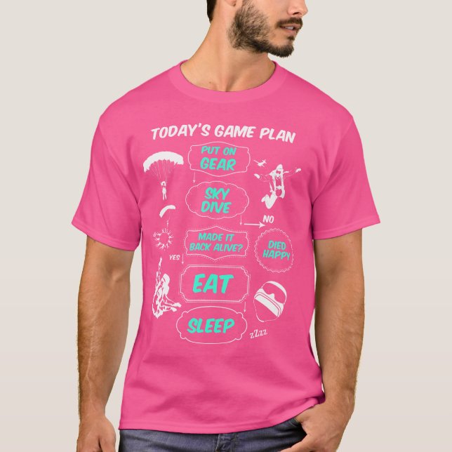 Dagens spelplan Skydive Eat Sover Skydive Skydiv T Shirt (Framsida)