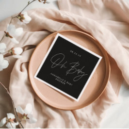 Dagens svarta och vita elegant för babyduschskript pappersservett