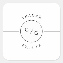 Dagens svarta och vita minimalistiska bröllop mono fyrkantigt klistermärke