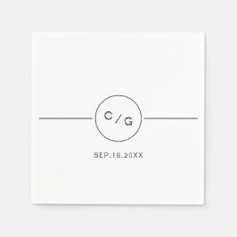 Dagens svarta och vita minimalistiska bröllop mono pappersservett