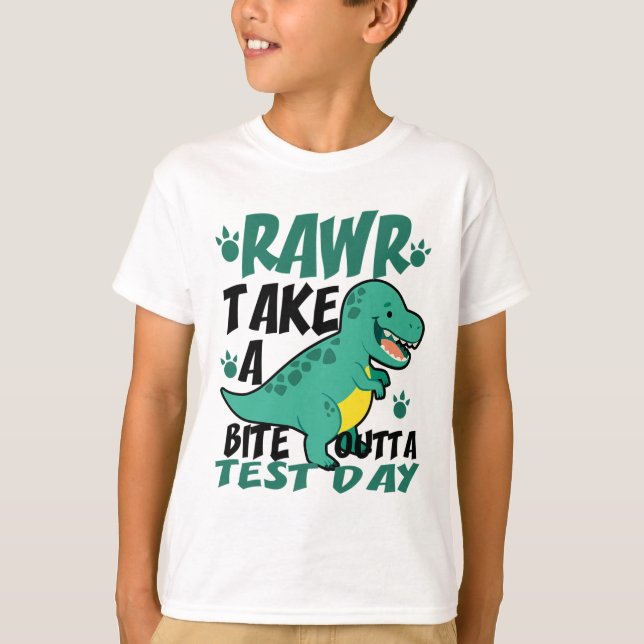 Dagens T-rex-test för den Student Läraren Dinosaur T Shirt (Framsida)