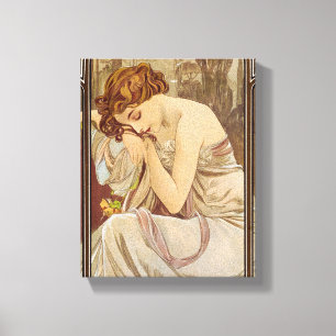 Dagens tider, Nattens vila, 1899 av Mucha Canvastryck
