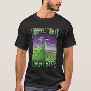 Dagens Tummy Ache Funny Alien Cat Meme Bootleg Gr T Shirt
