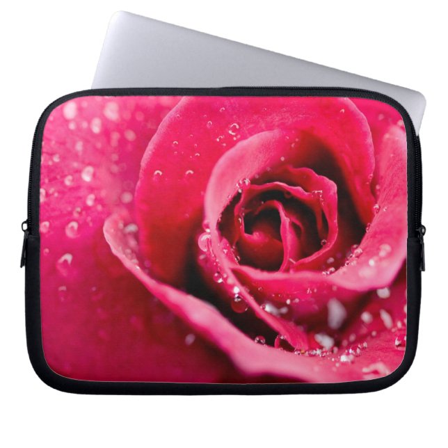 Dagg tappar på rosa elektronik hänger lös laptop sleeve (Framsidan)