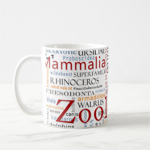 Däggdjur i typografi kaffemugg