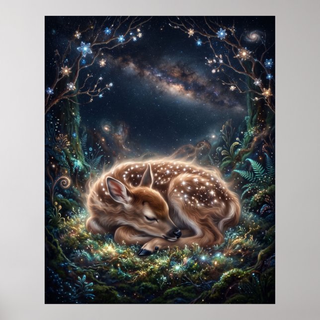 Däggdjursfawn nebulosa Sövande Stjärnmos Konst Poster (Framsidan)