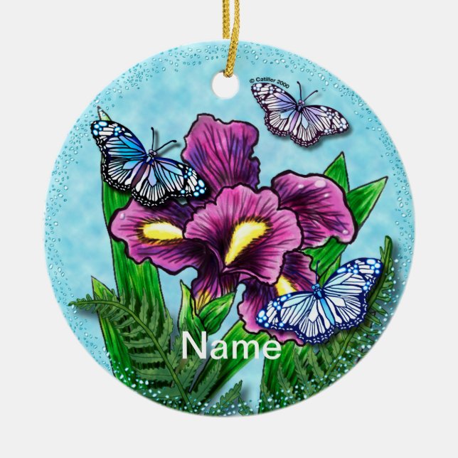 Daggdroppsfjäril Iris-ornament Julgransprydnad Keramik (Framsidan)